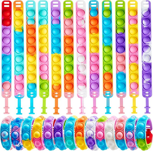 JOYIN Pop Fidget Toys pops Bulk 25 Pack Party Favors for Kids 4-8,8-12 Year, Fidget Bracelets Sensory Toys for Classroom Birthday Carnival Prizes Gifts Goodie Bags Stuffers for Kids