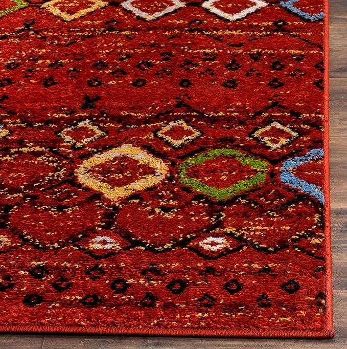 SAFAVIEH Amsterdam Collection Runner Rug - 2'3" x 10', Terracotta & Multi, Moroccan Boho Design, Non-Shedding & Easy Care, Ideal for High Traffic Areas in Living Room, Bedroom (AMS108D)
