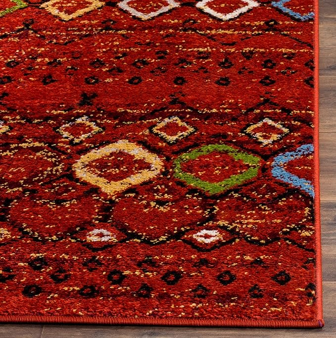 SAFAVIEH Amsterdam Collection Runner Rug - 2'3" x 6', Terracotta & Multi, Moroccan Boho Design, Non-Shedding & Easy Care, Ideal for High Traffic Areas in Living Room, Bedroom (AMS108D)