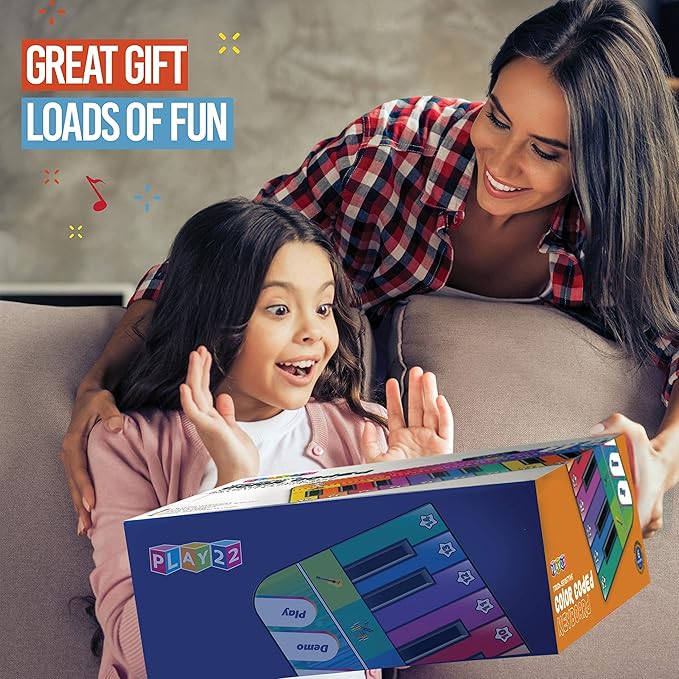 Play22 6 ft. Floor Piano Mat for Toddlers - Giant Piano Playmat, 24 Keys, 8 Musical Instruments, Adjustable Vol, Built in Songs, Record & Playback - Best Musical Toy Gift for Boys & Girls Ages 3-10