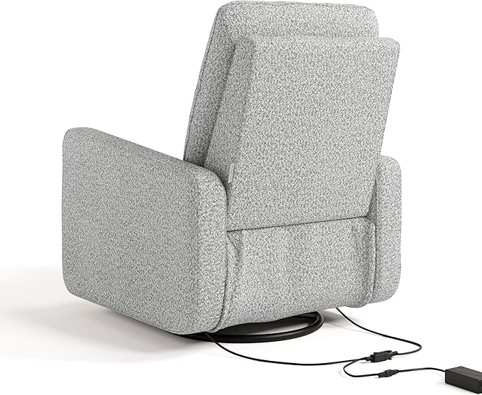 Graco Teddi Power Recliner Swivel Glider (Salt & Pepper Boucle) – Electronic Power Recline, USB-A & USB-C Charger, Premium Cushioning & Comfort