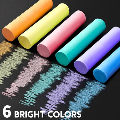 24 PCS Washable Sidewalk Chalks Set Non-Toxic Jumbo Chalk for Schools, Outdoor Art Play, Paint on Chalkboard, Blackboard and Playground (6 Colors))