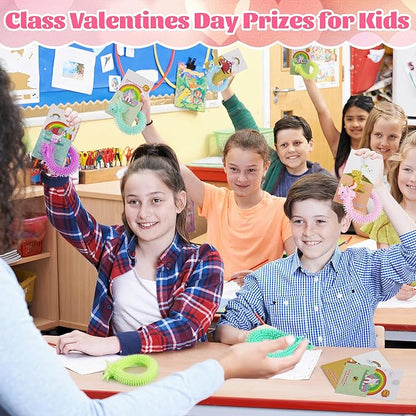 Valentines Day Gifts for Kids - 36Pcs Dinosaur Unicorn Treats Valentines Day Cards for Kids School,Dino Sensory Fidget Toys for Boys Girls Students Classroom Exchange Party Favors Goodies Prize Stuff