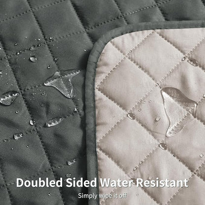 CHUN YI Recliner Chair Cover, Non-Slip Recliner Covers, Washable Lazy Boy Recliner Covers with Pockets, Water Resistant Recliner Slipcover for Pets (Dark Grey, Small Recliner)