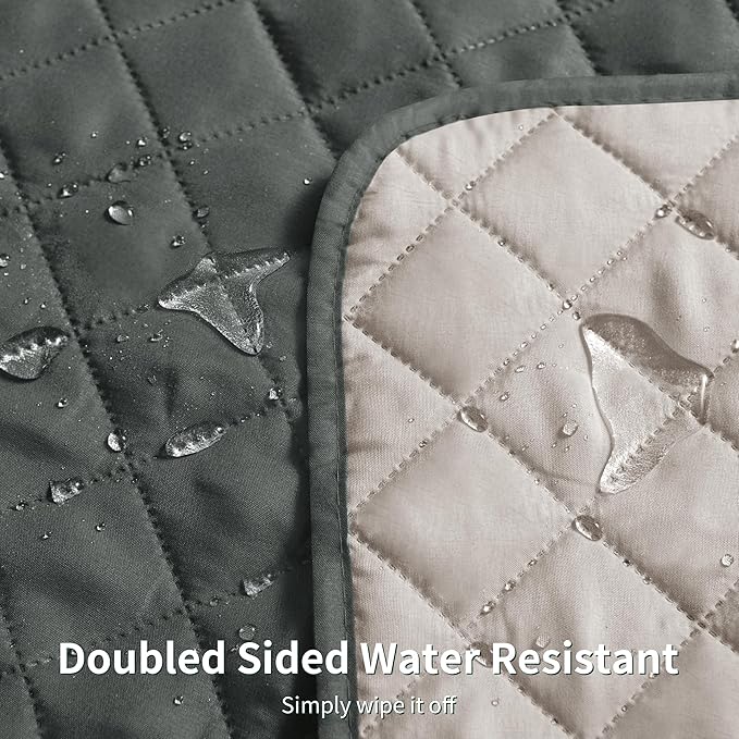 CHUN YI Oversized Couch Cover, Water Resistant Sofa Cover Slipcover for 4 Cushion Sofa, Washable with Adjustable Strap Storage Pocket for Living Room Dog Pet (Oversized Sofa, Dark Grey)