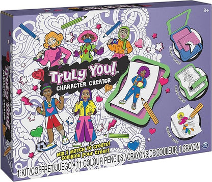 Spin Master Truly You! Character Creator Drawing Kit with Mix and Match Diverse Fashion Design Plates, 11 Colored Pencils, Arts & Crafts Kids Toys Ages 8 and up