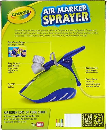 Crayola Air Marker Sprayer Airbrush Kit, Gift for Kids Age 8, 9, 10