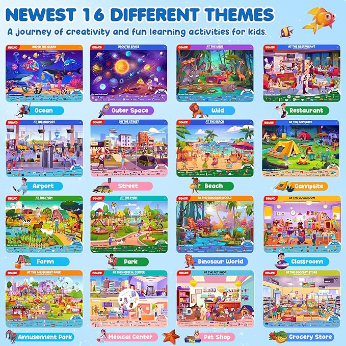 Preschool Learning Activities Search and Find Books, Travel Game for Road Trip Car Airplane, Busy Book Activity Books Birthday Gifts for Kids Ages 3-8