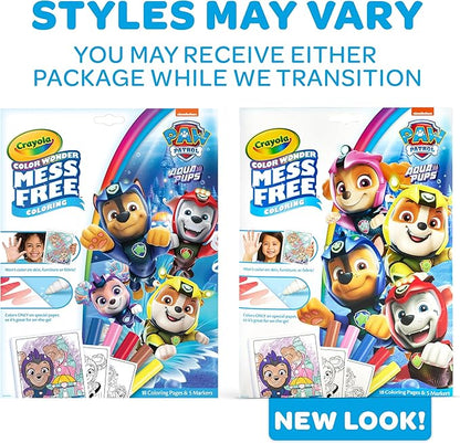 Crayola PAW Patrol Aqua Pups Color Wonder Coloring Set, Mess Free Coloring Pages for Toddlers, Travel Activity, PAW Patrol Toys & Gifts
