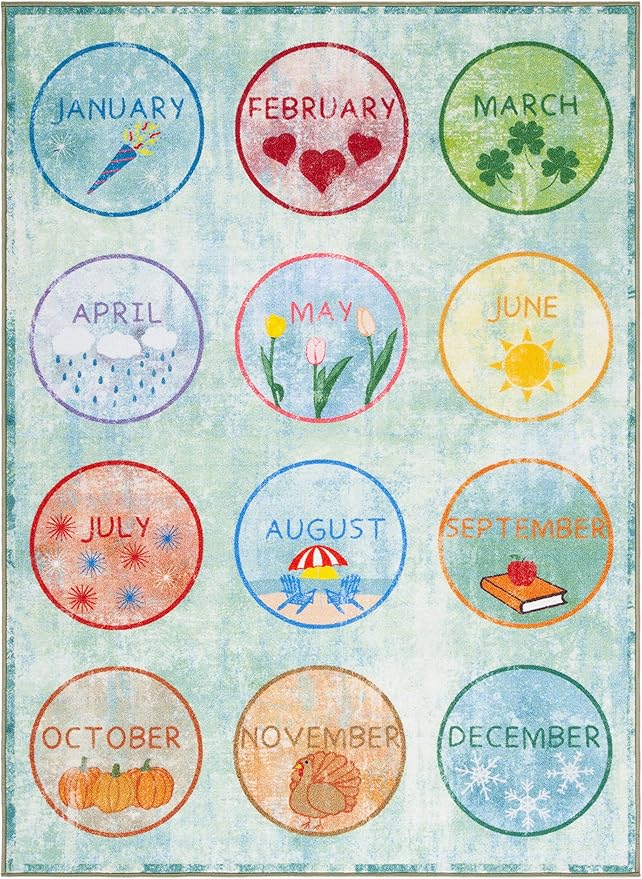 SAFAVIEH Kids Playhouse Collection Accent Rug - 3'3" x 5'3", Green & Blue, Non-Shedding Machine Washable & Slip Resistant Ideal for High Traffic Areas for Boys & Girls in Playroom, Bedroom (KPH256Y)