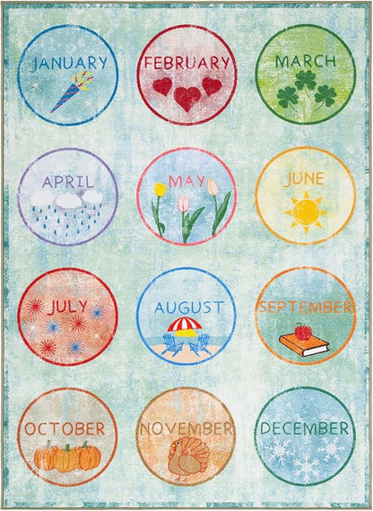 SAFAVIEH Kids Playhouse Collection Accent Rug - 3'3" x 5'3", Green & Blue, Non-Shedding Machine Washable & Slip Resistant Ideal for High Traffic Areas for Boys & Girls in Playroom, Bedroom (KPH256Y)