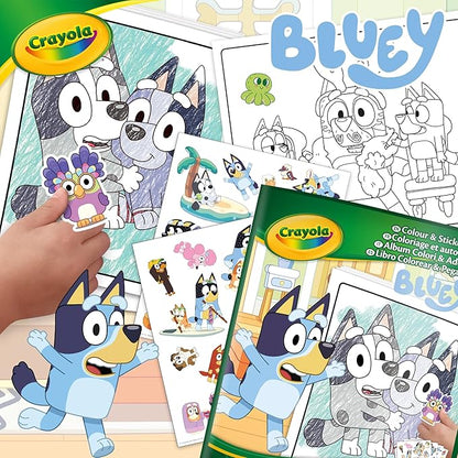 Crayola Bluey Color & Sticker Activity, Bluey Coloring Book, 32 Coloring Pages, Gift for Kids, Ages 3, 4, 5, 6