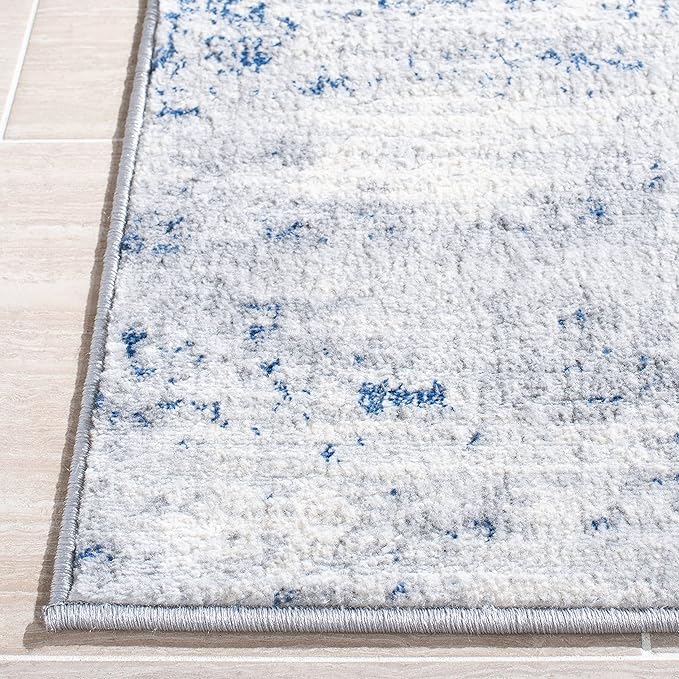SAFAVIEH Jasper Collection Runner Rug - 2' x 8', Blue & Ivory, Modern Abstract Design, Non-Shedding & Easy Care, Ideal for High Traffic Areas in Living Room, Bedroom (JSP101M)