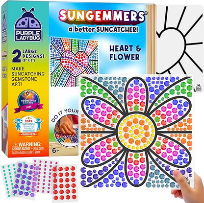 PURPLE LADYBUG Sungemmers Window Art Suncatcher Kits - Valentines Day Gifts for Kids, Easter Basket Stuffers, Crafts for Kids Ages 4-12, Fun Toys for Girls & Boys Ages 6 & Up