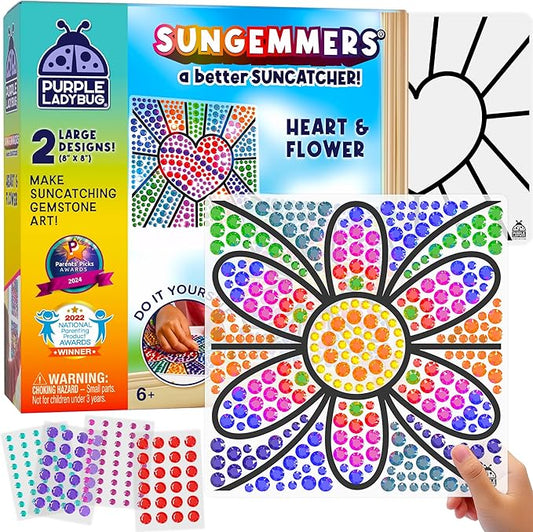PURPLE LADYBUG Sungemmers Window Art Suncatcher Kits - Valentines Day Gifts for Kids, Easter Basket Stuffers, Crafts for Kids Ages 4-12, Fun Toys for Girls & Boys Ages 6 & Up