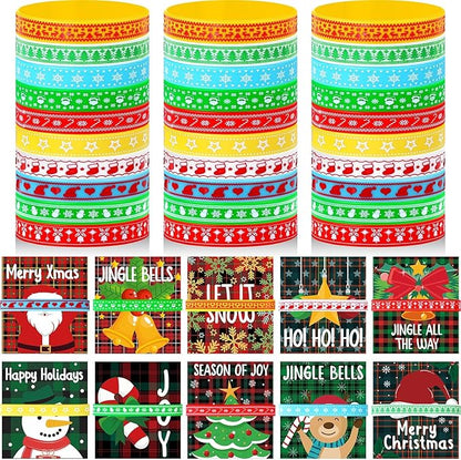 100 Set Christmas Silicone Bracelets with Christmas Tags Xmas Rubber Wristbands for Kids Adult Christmas Party Favors Bracelets Silicone Wristband Christmas Birthday Decoration Gift Supplies