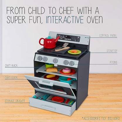 Lil’ Jumbl Wooden Play Oven | Gourmet Chef’s Kitchen Playset with Pretend Oven, Stove, Knobs & Storage Drawers for Toys | Beautiful, Realistic, Lifelike Design | Recommended Toddlers & Kids Ages 3+