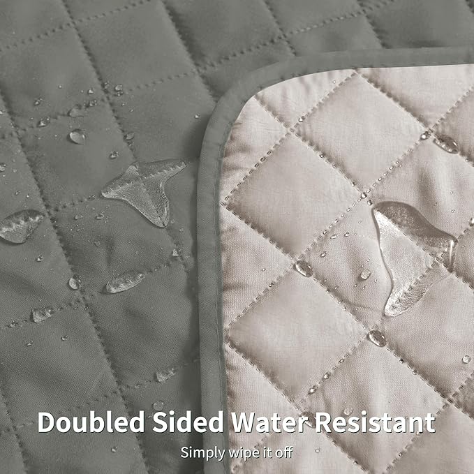 CHUN YI Oversized Couch Cover, Water Resistant Sofa Cover Slipcover for 4 Cushion Sofa, Washable with Adjustable Strap Storage Pocket for Living Room Dog Pet (Oversized Sofa, Light Grey)