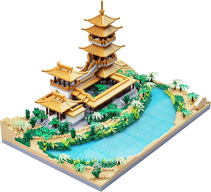 Chinese Architecture Mini Bricks Building Blocks Crescent Moon Spring Collection Model for Display Micro Block for Adults Decorative Creative Toy Present for Children Age of 14+ 3350 PCS