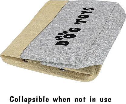 PET ARTIST Large Dog Toy Basket Bin - Rectangular Storage Box Chest Organizer for Dog Toys,Coats,Clothing,Apparel & Accessories & Blanket,Gray,15"x13"x12"