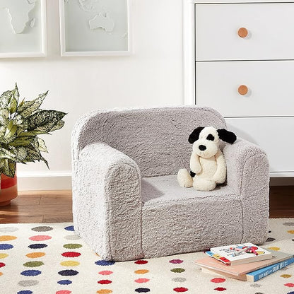 Delta Children Cozee Sherpa Chair, Reading, Arm Rest|Cushion Availability, Grey