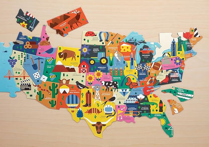Mudpuppy Map Of The USA – 70 Piece Geography Puzzle with State-Shaped Pieces and Iconic Landscapes Cultural Items And More