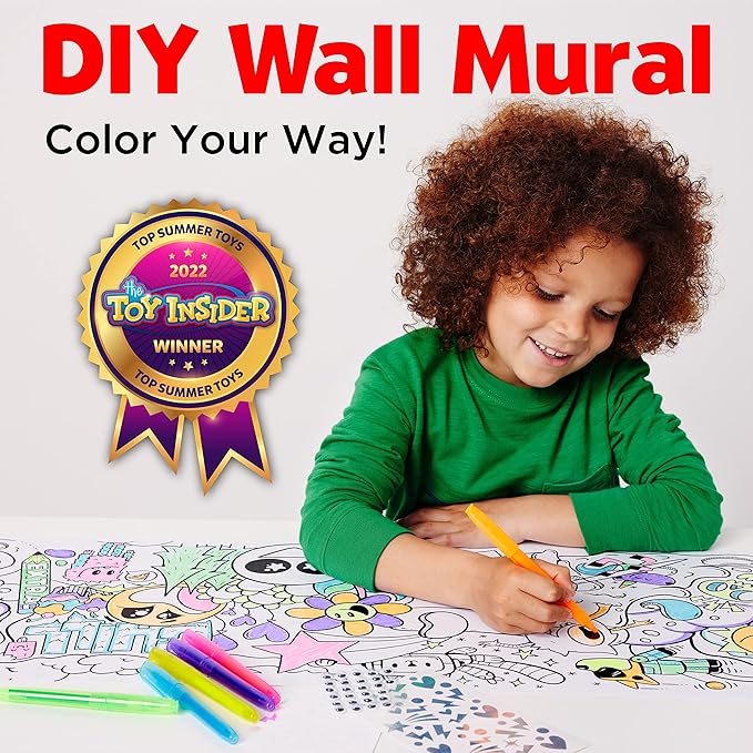 Faber-Castell Color in Wall Mural - Peel and Stick Coloring Poster Kit for Kids, Coloring Art Projects for Kids Ages 6-8+