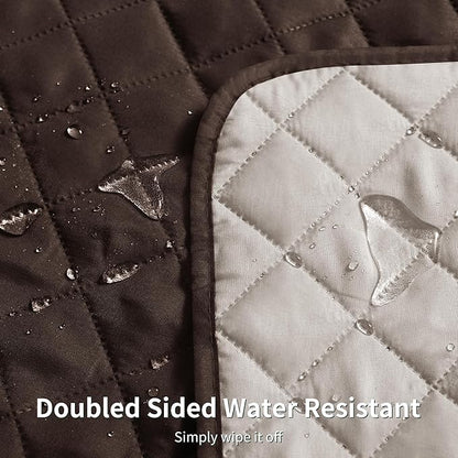 CHUN YI Recliner Chair Cover, Non-Slip Recliner Covers That Stay in Place, Washable Lazy Boy Recliner Covers with Pockets, Water Resistant Recliner Slipcover for Pets (Coffee, Small Recliner)