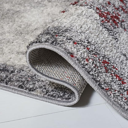 SAFAVIEH Adirondack Collection Runner Rug - 2'6" x 8', Red & Grey, Modern Abstract Design, Non-Shedding & Easy Care, Ideal for High Traffic Areas in Living Room, Bedroom (ADR134Q)