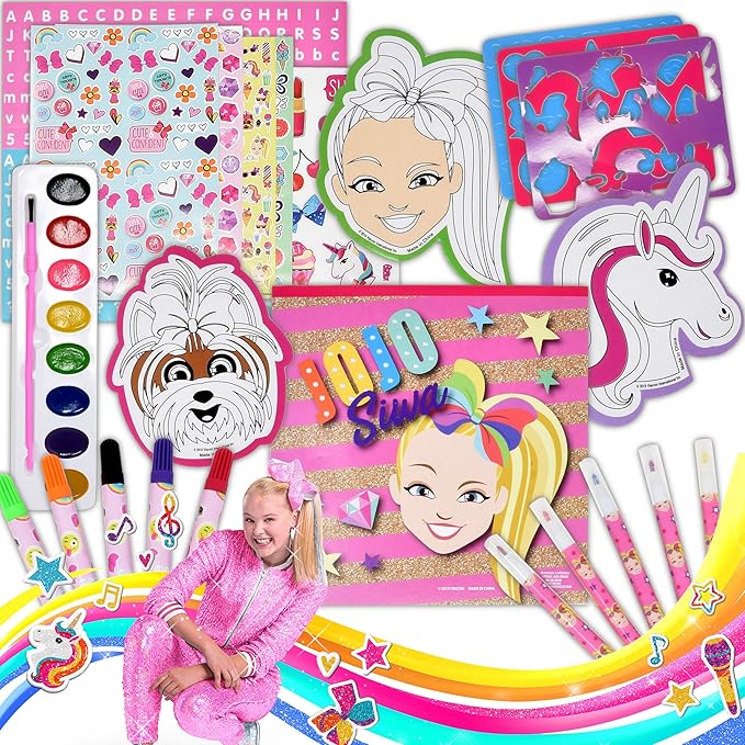 JoJo Siwa Coloring and Activity Art Tub, Includes Markers, Stickers, Mess Free Crafts Color Kit in Art Tub, for Toddlers, Boys and Kids