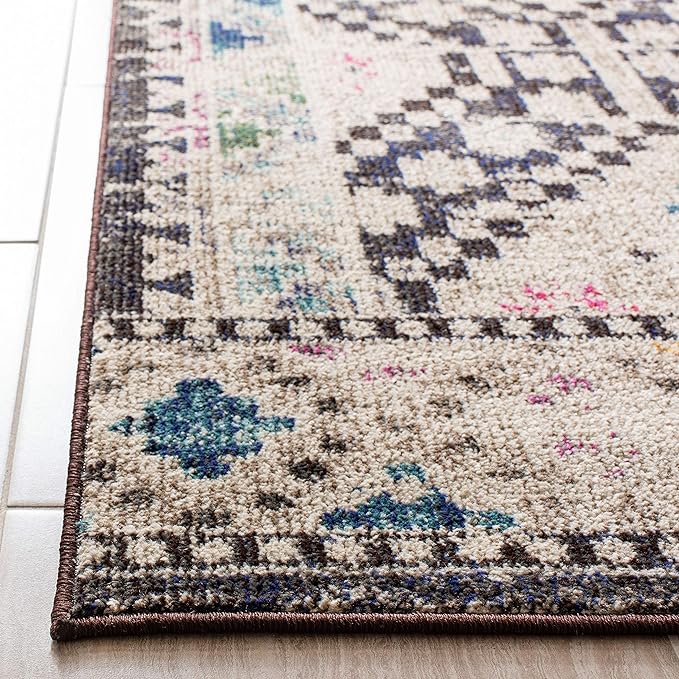 SAFAVIEH Madison Collection Runner Rug - 2'2" x 22', Black & Yellow, Boho Diamond Distressed Design, Non-Shedding & Easy Care, Ideal for High Traffic Areas in Living Room, Bedroom (MAD418Z)