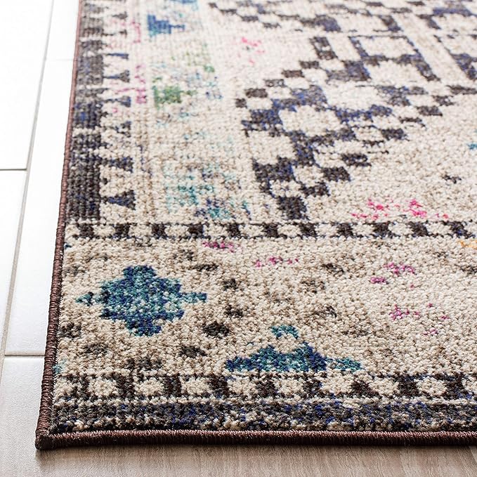 SAFAVIEH Madison Collection Runner Rug - 2' x 8', Black & Yellow, Boho Diamond Distressed Design, Non-Shedding & Easy Care, Ideal for High Traffic Areas in Living Room, Bedroom (MAD418Z)