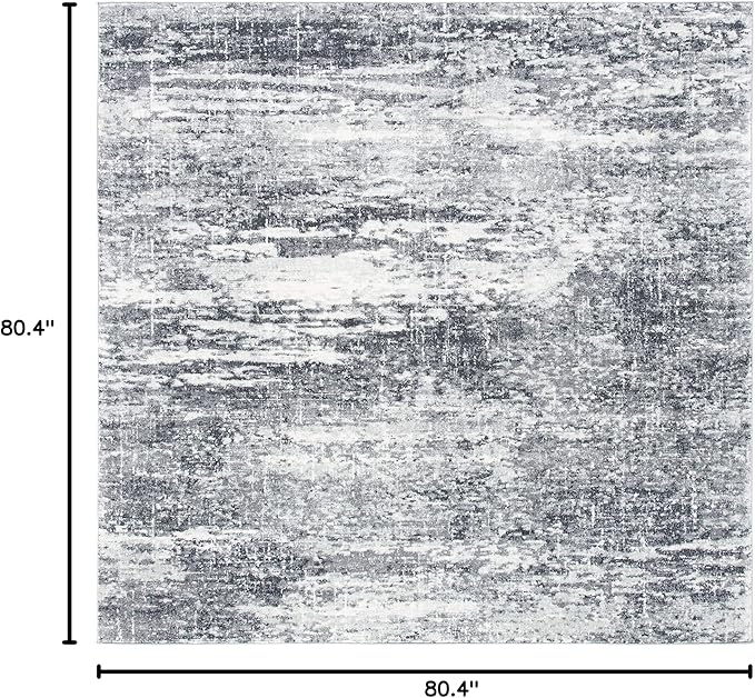 SAFAVIEH Evoke Collection 6'7" Square Ivory/Grey EVK272F Modern Abstract Non-Shedding Living Room Bedroom Dining Home Office Area Rug