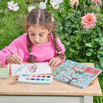 eeBoo: Tree of Life 12 Watercolors - Paint Set w Brush, Beautiful Design Tin Box, 12 Vibrant Colors, Kids Art Supplies, Ages 3+