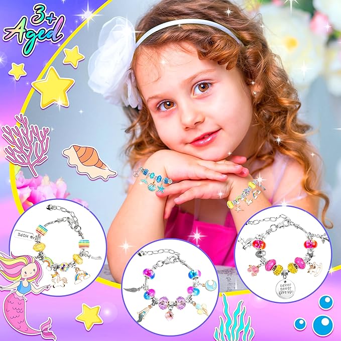 Palonu Charm Bracelet Making Kit,170 pcs Jewelry Making Kit Crafts for Kids Ages 8-12, Beads Toys DIY Craft Gift Set for Teens Girls 8 9 10 11 12 Years Old