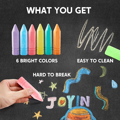JOYIN 48 PCS Cone Shaped Washable Sidewalk Chalks Set, Non-Toxic Jumbo Chalk Set for Art Play, Sidewalk Colored Outside Washable Set for Summer Outdoor Games and Chalkboard Drawing