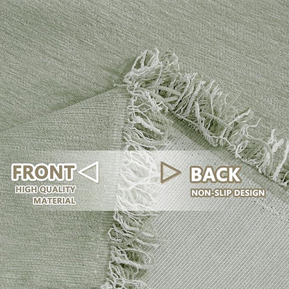 MYSKY HOME Easy Fitted Couch Cover for Dogs Stain Resistant Couch Cover Sage Sofa Covers for 2 Cushion Couch Multi-Use Sectional Couch Cover for Loveseat Universal Tassel Sofa Throw 91"X 118"