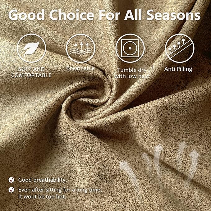 molasofa Recliner Sofa Covers - 8 Pieces Stretch Leather Like Large Couch Covers for 3 Seats Reclining Slipcovers Soft Jacquard Pattern Furniture Protector with Elastic Bottom (Mustard)