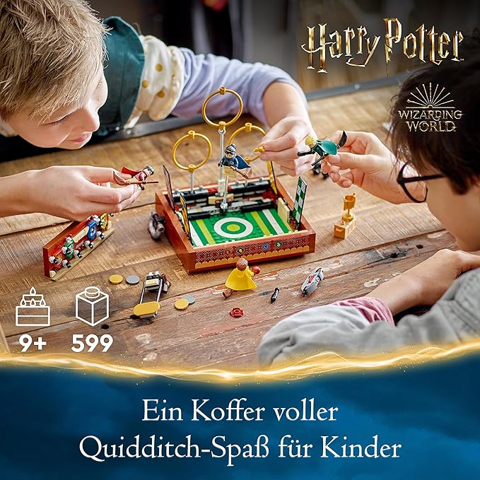 LEGO Harry Potter Quidditch Trunk Playset for 1 or 2 Players with Customizable Minifigures of Draco Malfoy, Cedric Diggory, Cho Chang and Golden Snitch, Travel Toy for Boys and Girls 76416