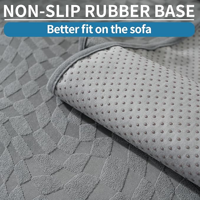 SYSLOON Water Resistant Recliner Chair Covers 3 Piceces,Heavy Duty Non Slip Recliner Chair Cover, Washable Recliner Chair Cover,Living Room Recliner Cover with Pocket for Kids and Pets,Light Grey