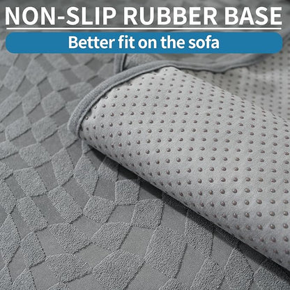 SYSLOON Water Resistant Recliner Chair Covers 3 Piceces,Heavy Duty Non Slip Recliner Chair Cover, Washable Recliner Chair Cover,Living Room Recliner Cover with Pocket for Kids and Pets,Light Grey