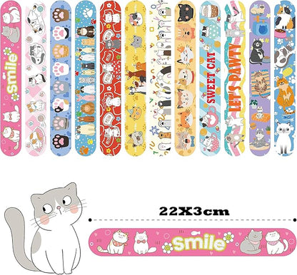 48 Pcs Slap Bracelets for Kids Holiday Party Favor Toys Slap Bracelets Bulk Cat and Dog Theme Snap Bracelet Birthday Party Supplies Classroom Prizes Wrist Bands Toddler Party Favors Christmas Easter Halloween Holiday Gifts