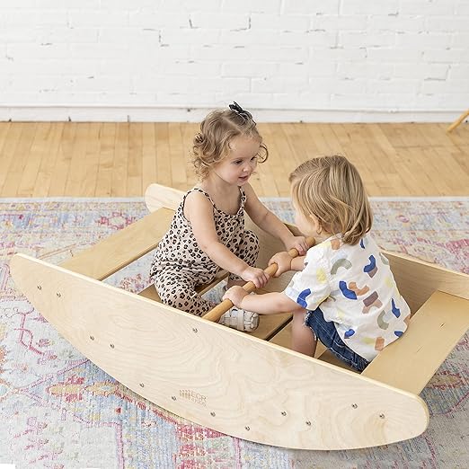 ECR4Kids Rocking Boat and Steps, Play Center, Natural