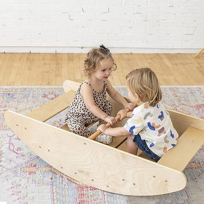 ECR4Kids Rocking Boat and Steps, Play Center, Natural
