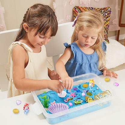 38 PCS Mermaid Sensory Sand Bin with Magic Sand,Seashell Stamp, Sensory Bin & Treasure Accessories – Perfect for Creative Play and Learning, Ideal Gift for Toddlers & Kids