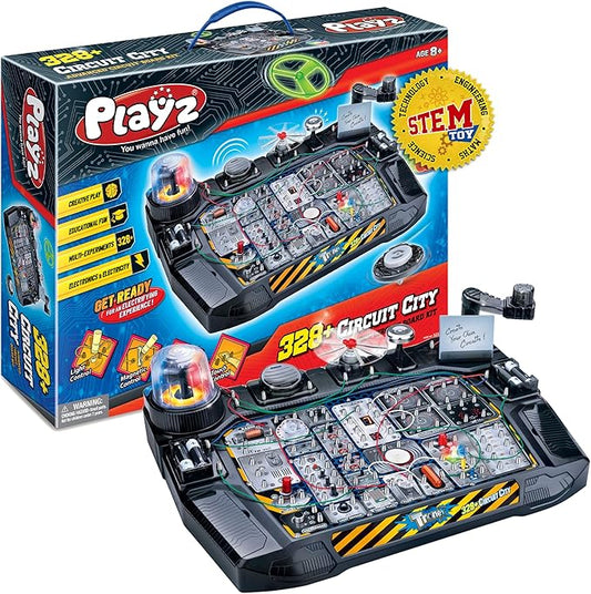 Playz Advanced Electrical Circuit Board Engineering Kit for Kids with 328+ STEM Projects on Electricity, Voltage, Currents, Resistance, & Magnetic Science | Gift for Children Age 8-13+