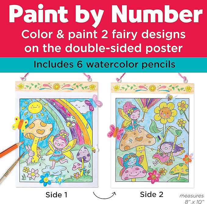 Faber-Castell Paint by Number Fairy Friends Pets - Kids Watercolor Fairies Toys for Ages 6-8+