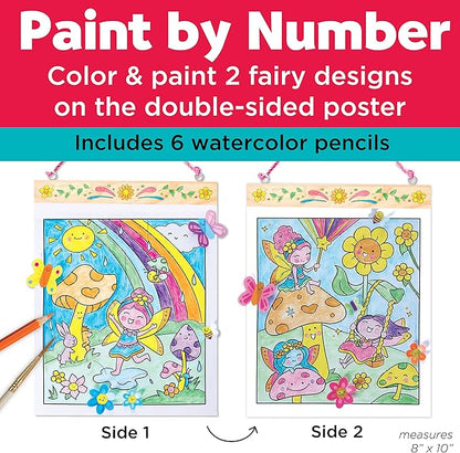 Faber-Castell Paint by Number Fairy Friends Pets - Kids Watercolor Fairies Toys for Ages 6-8+