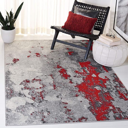 SAFAVIEH Adirondack Collection Accent Rug - 4' x 6', Red & Grey, Modern Abstract Design, Non-Shedding & Easy Care, Ideal for High Traffic Areas in Entryway, Living Room, Bedroom (ADR134Q)