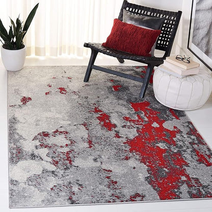 SAFAVIEH Adirondack Collection Accent Rug - 4' x 6', Red & Grey, Modern Abstract Design, Non-Shedding & Easy Care, Ideal for High Traffic Areas in Entryway, Living Room, Bedroom (ADR134Q)